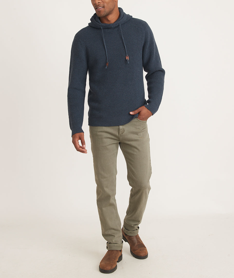 Moore Cowlneck Hooded Sweater in Dark Indigo – Marine Layer