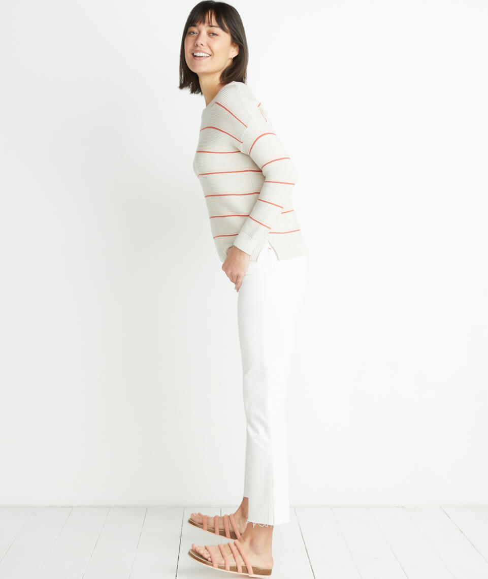 Nina Crewneck Sweater Oatmeal Heather/Coral Gold