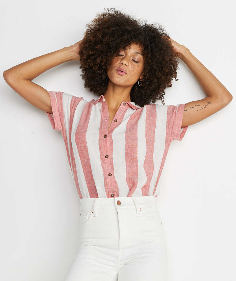 Paige Button Down Baked Apple Stripe