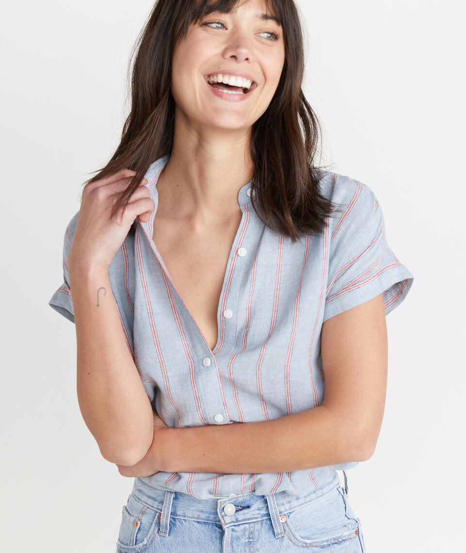 Paige Button Down Ashley Blue