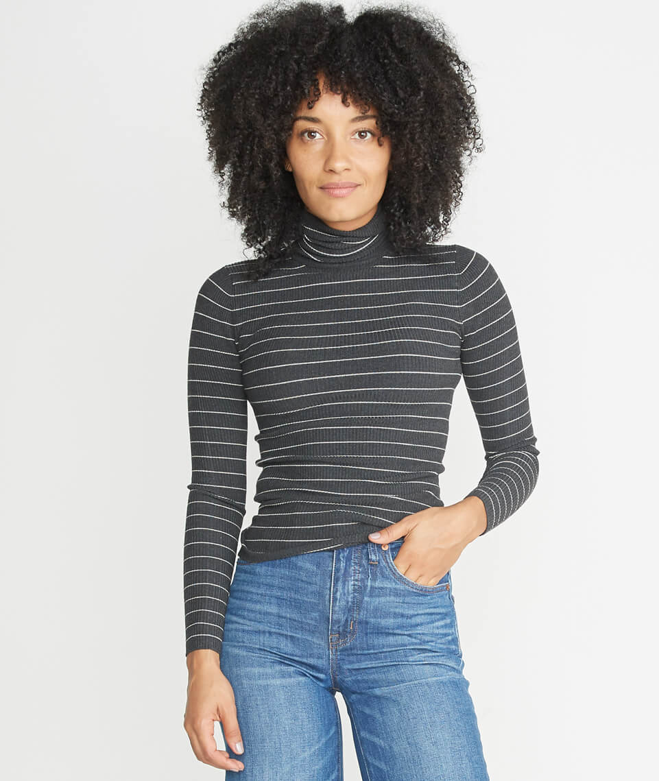 Piper Turtleneck Charcoal Stripe