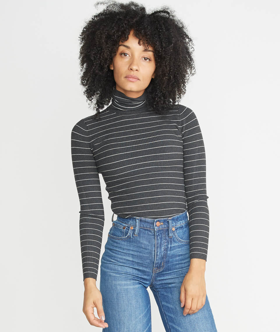 Piper Turtleneck Charcoal Stripe