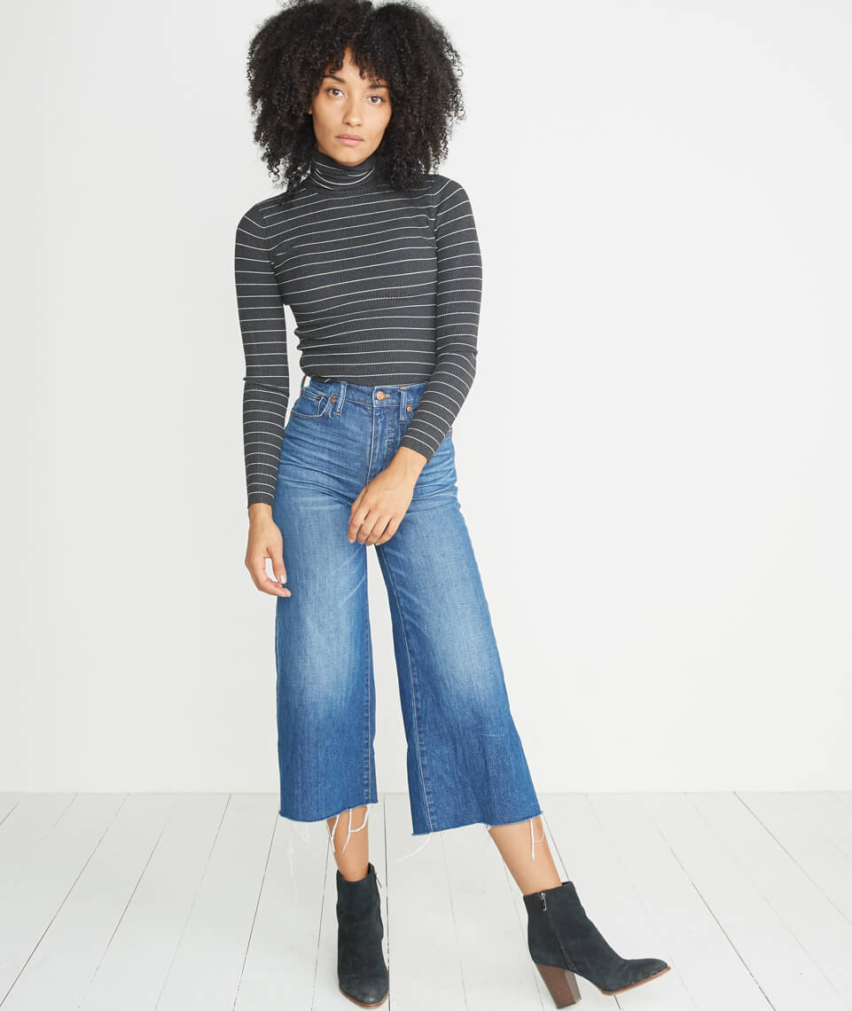 Piper Turtleneck Charcoal Stripe