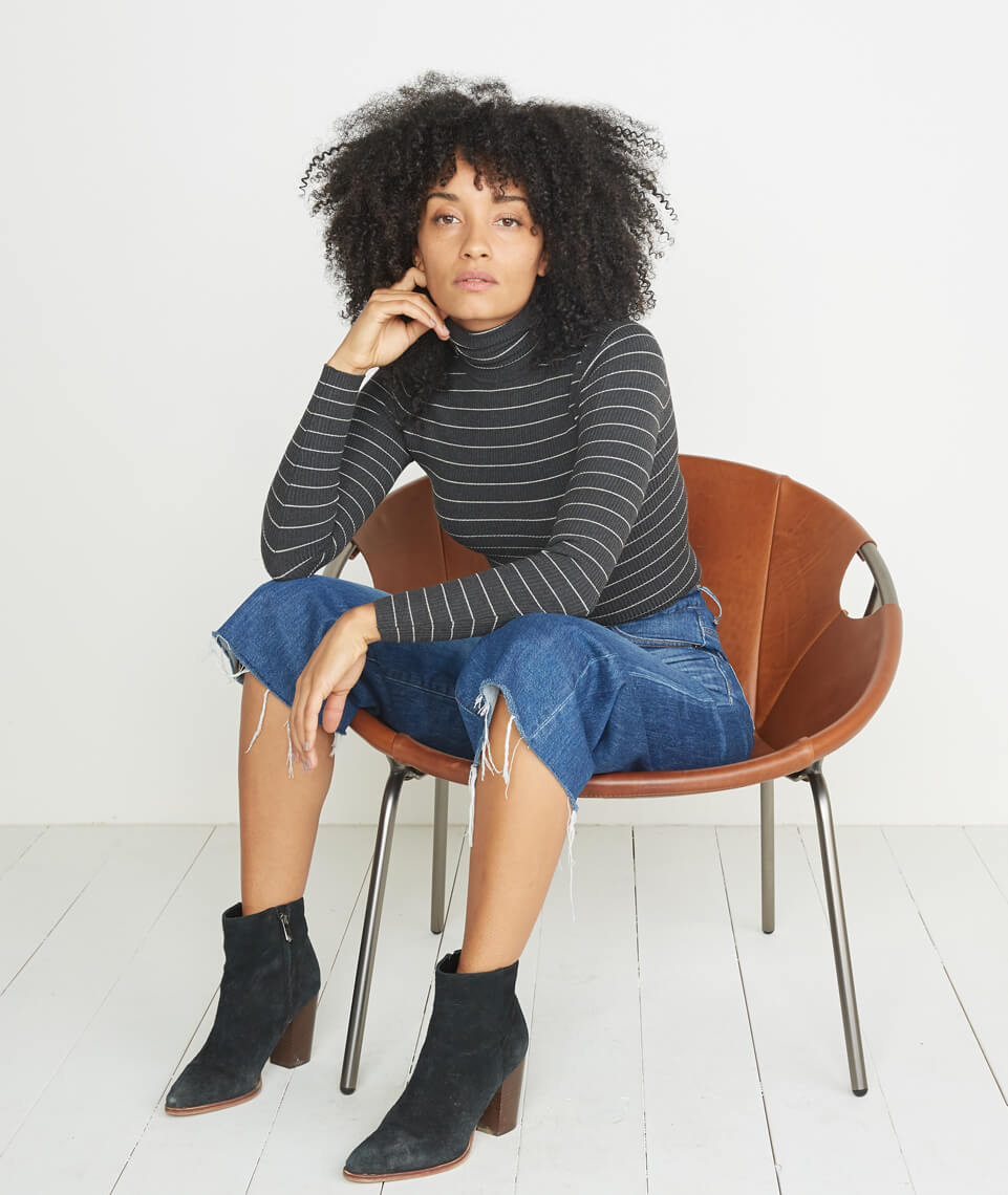 Piper Turtleneck Charcoal Stripe