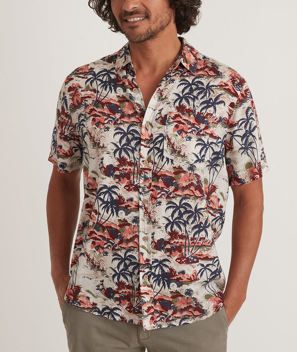 TENCEL™ Linen Resort Shirt in Purple Large Floral Print – Marine Layer