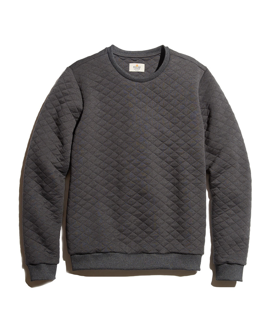 Quilted Crewneck Sweatshirt Charcoal Heather