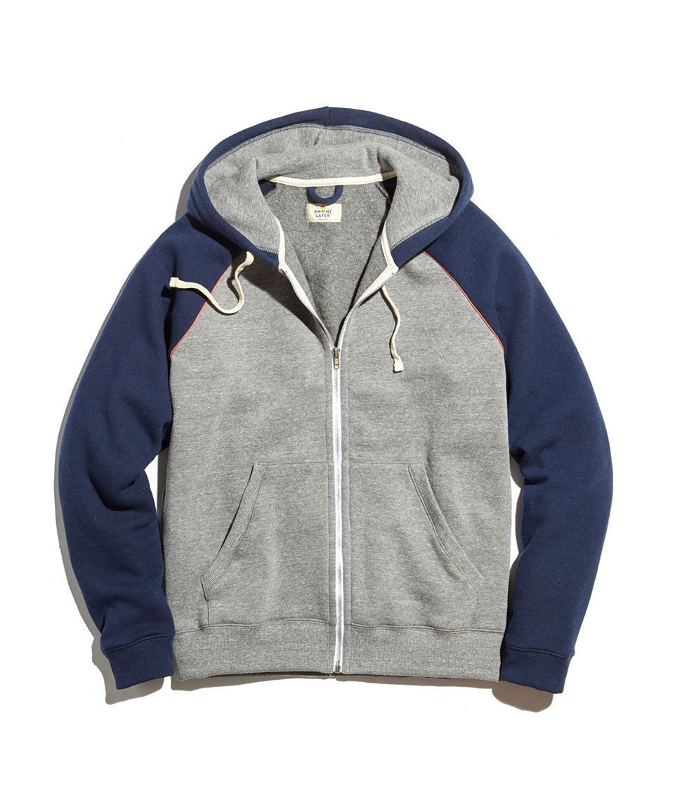 Raglan Zip Hoodie  Heather Grey/Navy