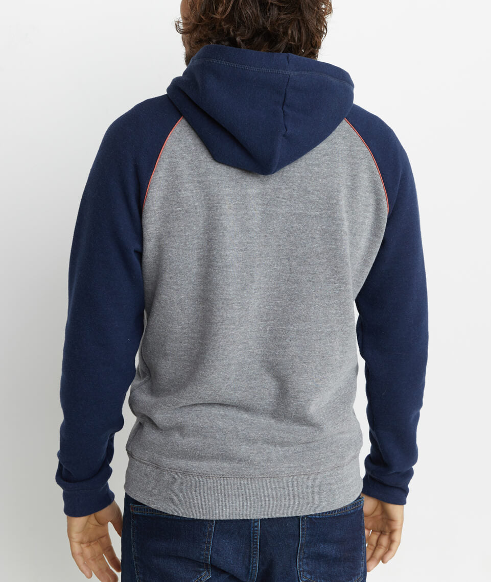 Raglan Zip Hoodie  Heather Grey/Navy