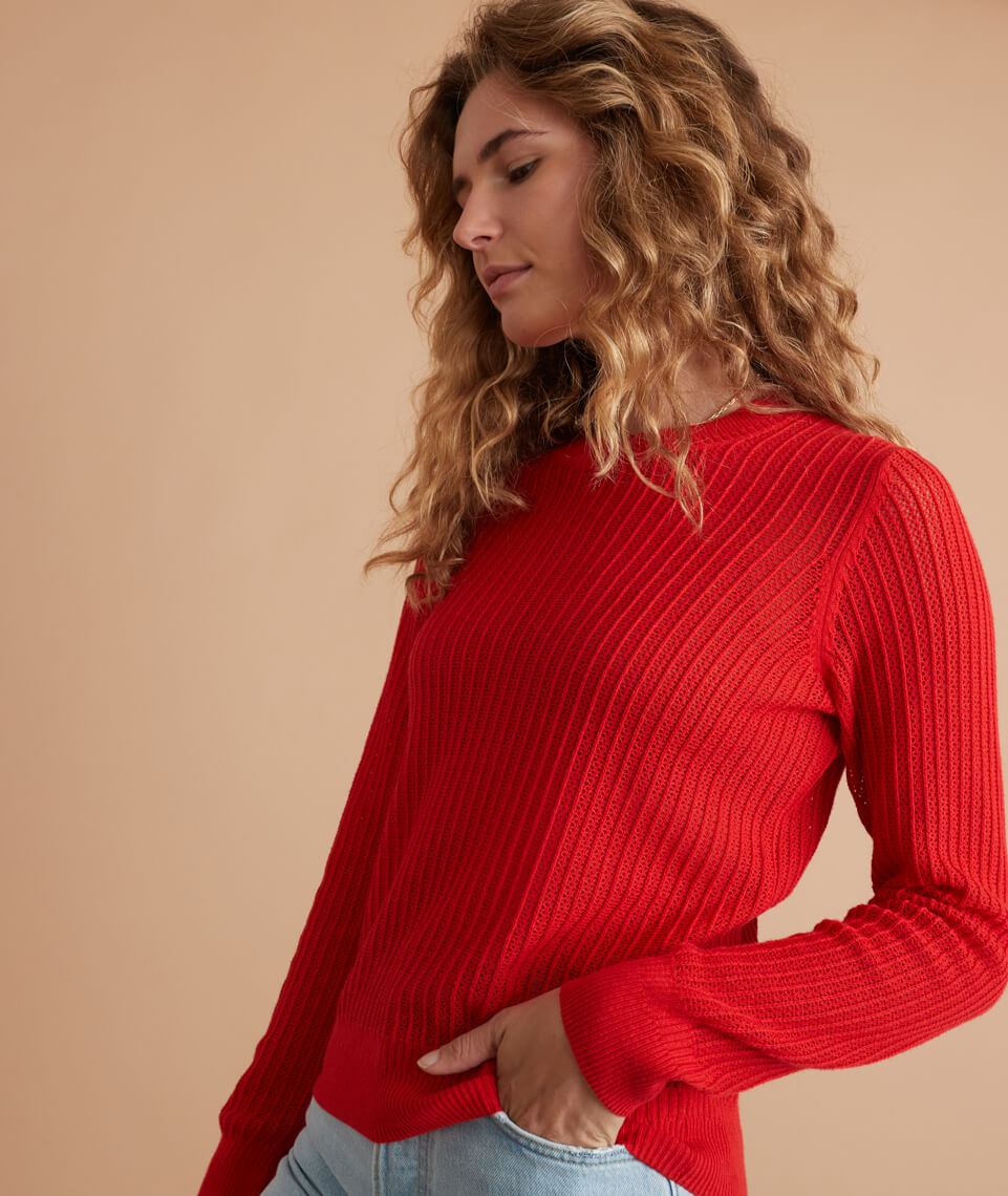 Jess Crewneck Sweater Fire Red