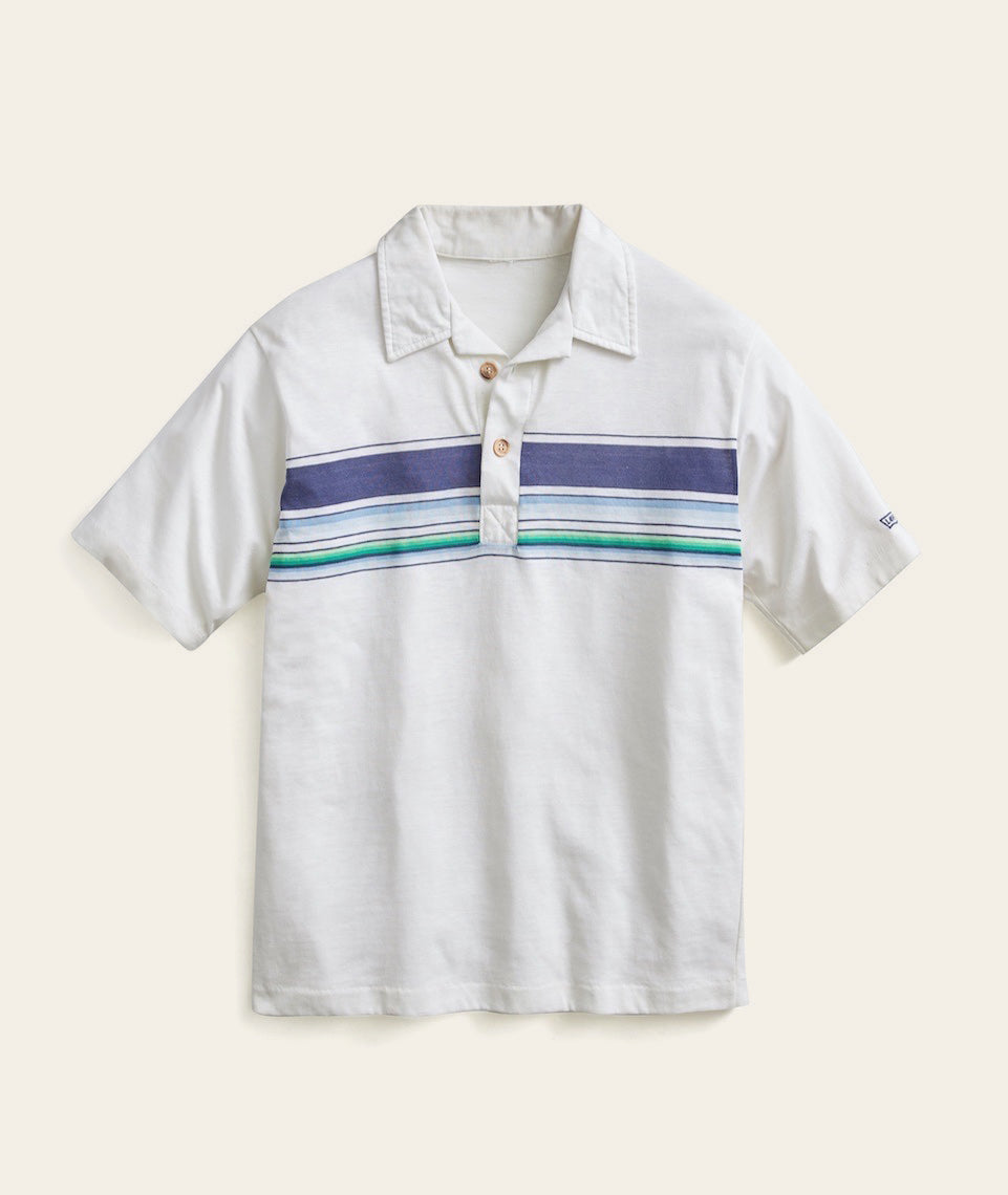 Wood Button Vintage Stripe Polo