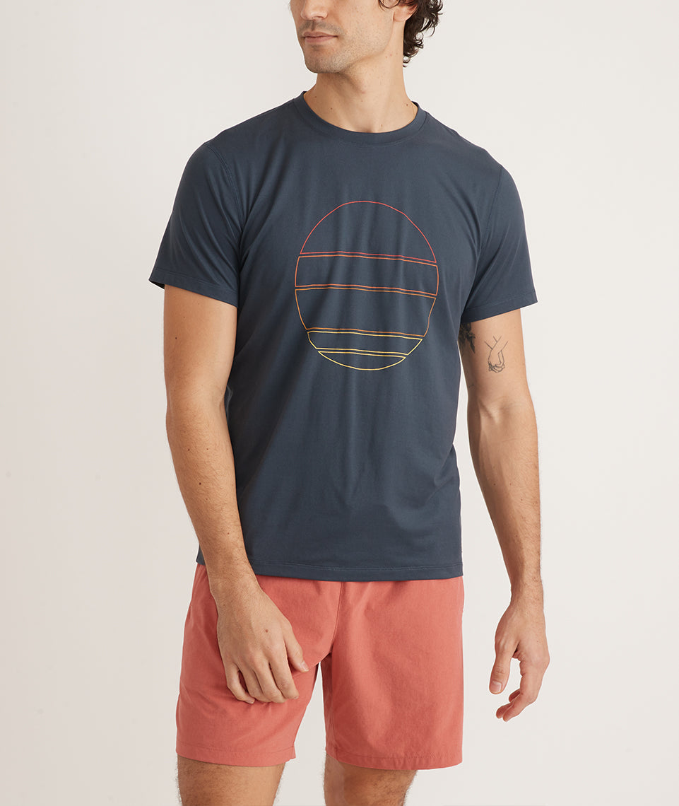 Marine Layer Crewneck Graphic Tee in Navy