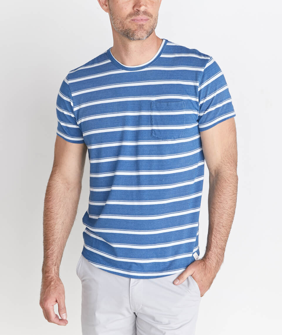 Saddle Pocket Tee Indigo Stripe