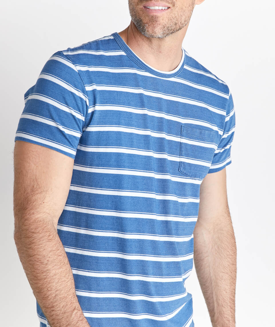 Saddle Pocket Tee Indigo Stripe