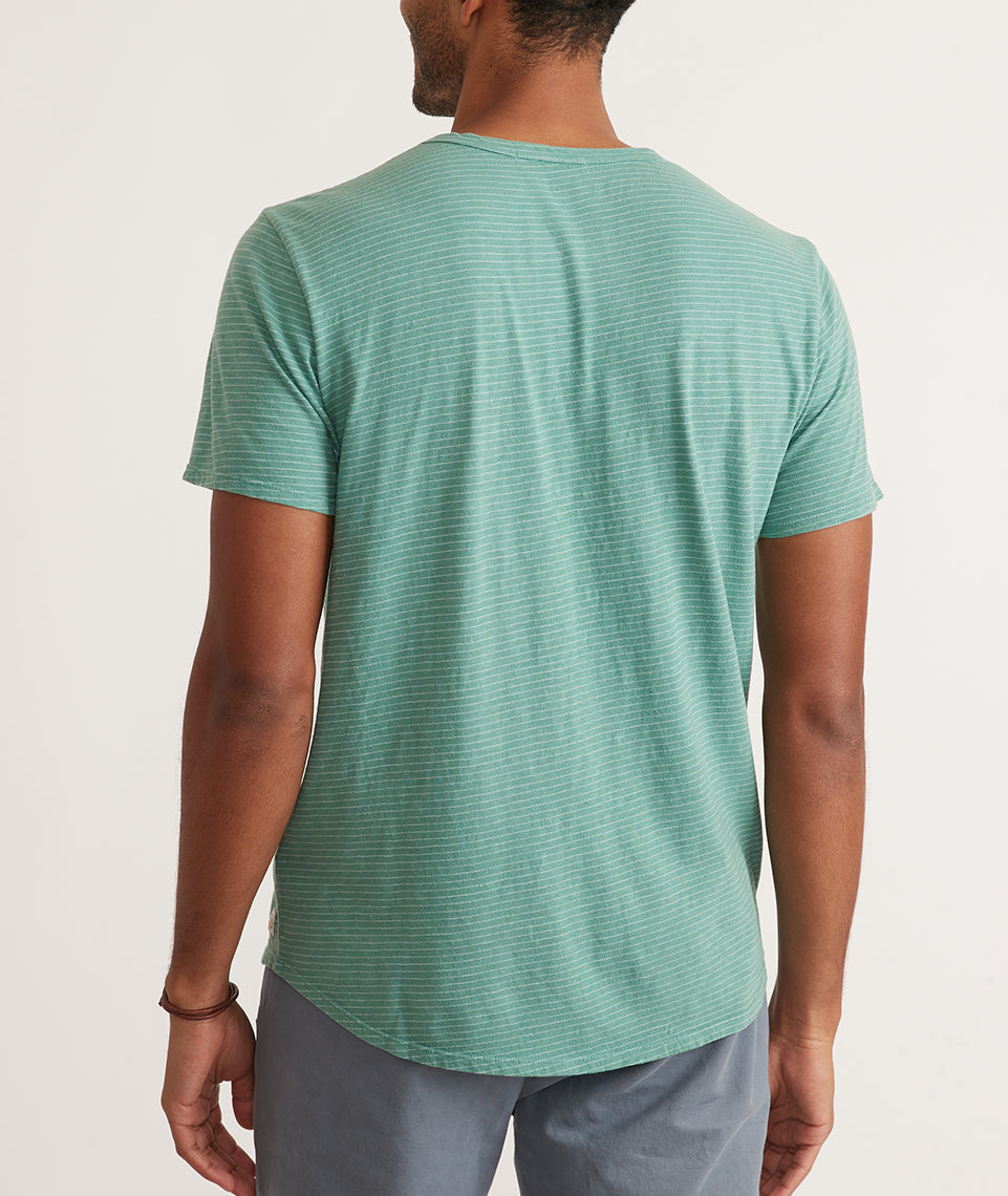 Saddle Hem Pocket Tee Deep Sea Stripe