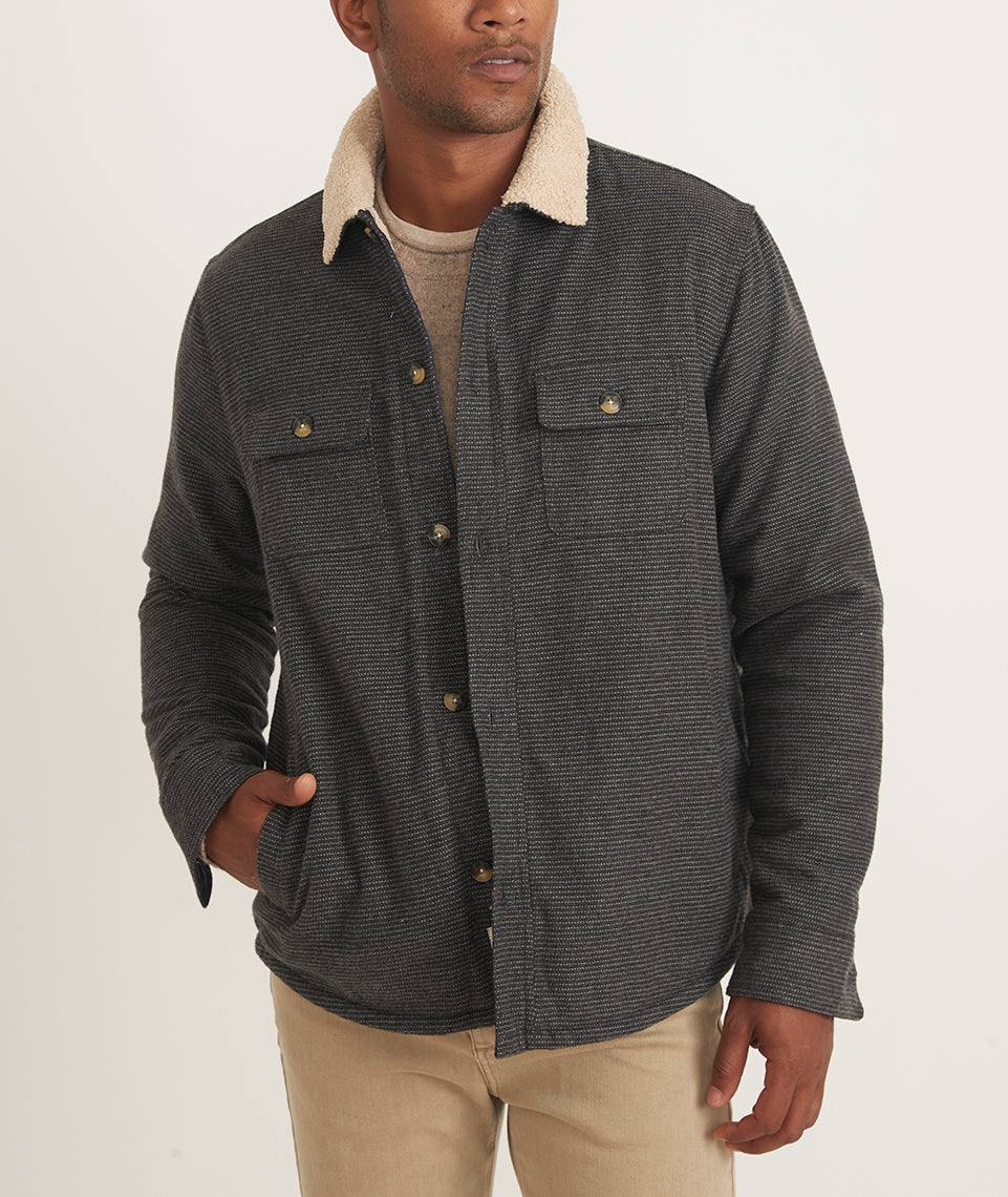 Sherpa-Lined Camping Shirt in Dark Mini Stripe – Marine Layer