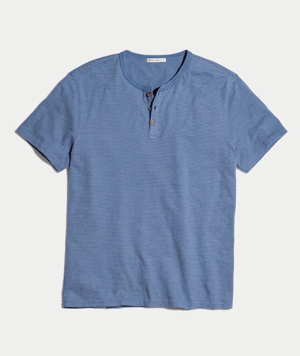 Shortsleeve Henley Vintage Indigo/White