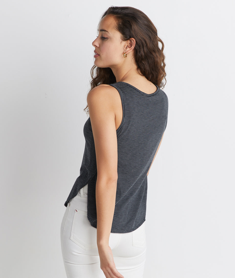 Side Tulip Tank Black/White Stripe