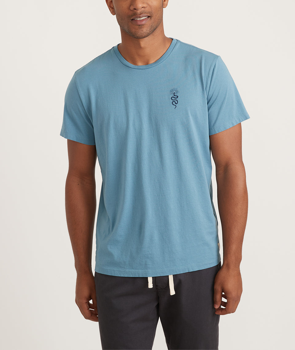 Signature Crew Graphic Tee Aegean Blue