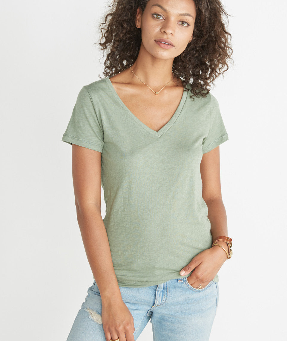 Slub V-Neck - Vintage Green