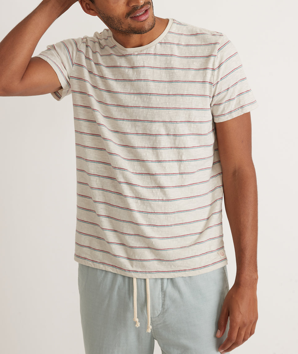 Vintage Heavy Slub Tee in Rose Wine/Green Stripe – Marine Layer