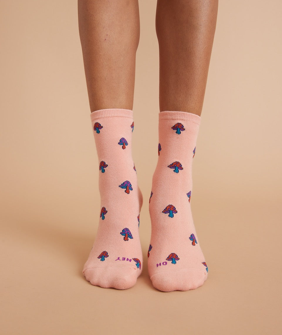 Hi-Ankle Sock in Mushroom Print