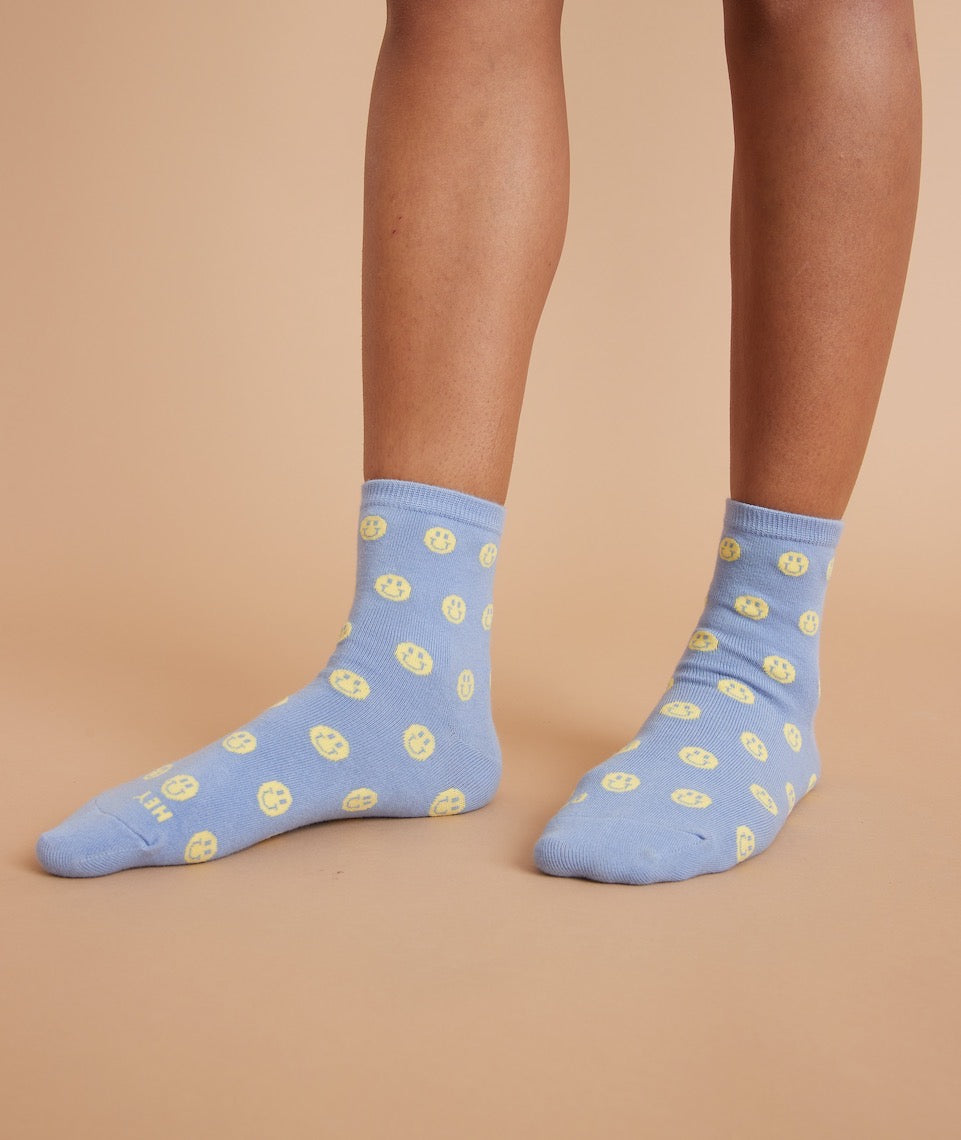 Hi-Ankle Sock in Smiley Print