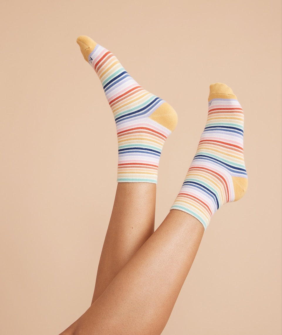 Hi-Ankle Sock in Rainbow Stripe