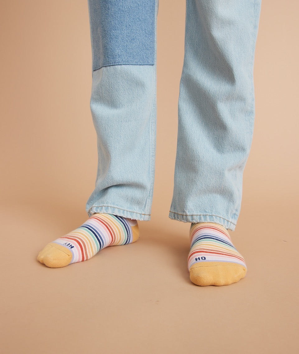 Hi-Ankle Sock in Rainbow Stripe