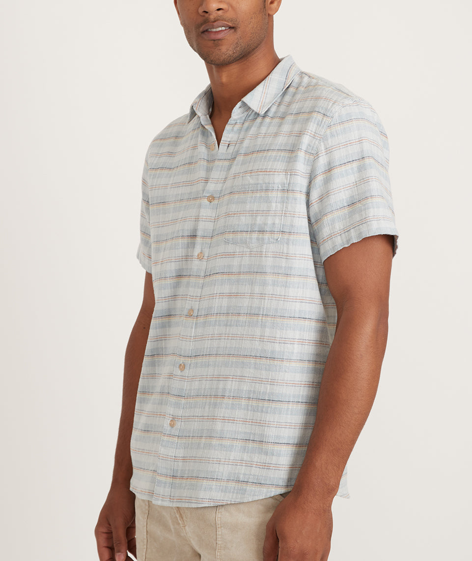 Short Sleeve Camp Shirt in Natural Vertical Stripe – Marine Layer