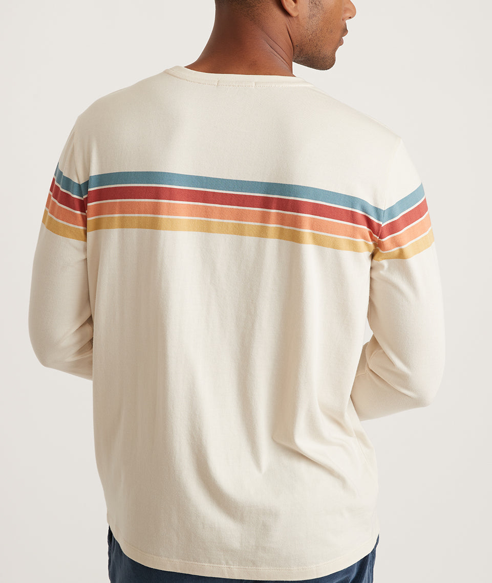 Long Sleeve Engineered Stripe Tee in Sunset Stripe