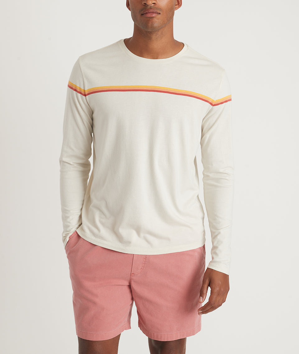 Long Sleeve Signature Stripe Tee in Natural/Warm Stripe