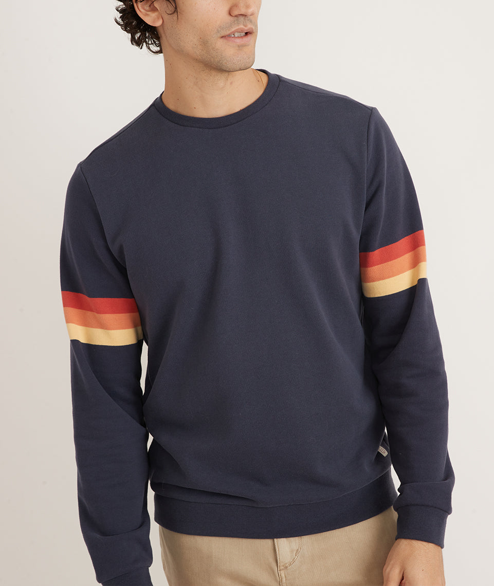 Stripe Sleeve Sweatshirt in Blue Nights Sunset Marine Layer