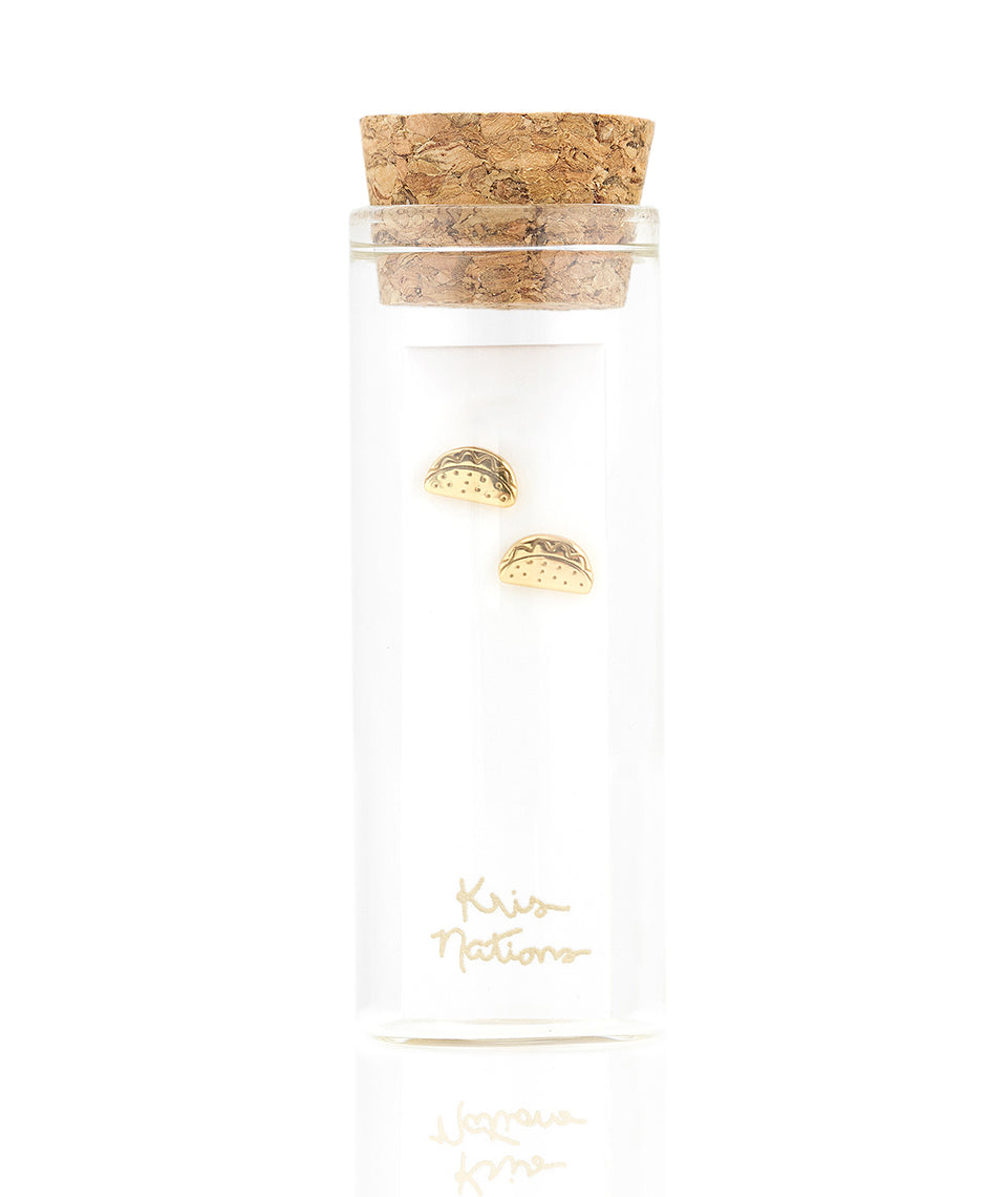 Kris Nations Taco Stud Earrings in Gold