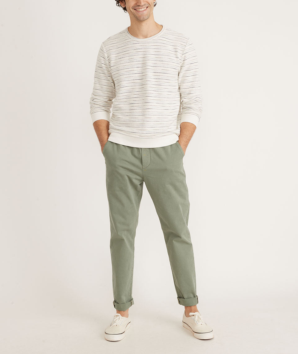 Marine Layer Reed Jacquard Crew Sweater Multi Stripe XL