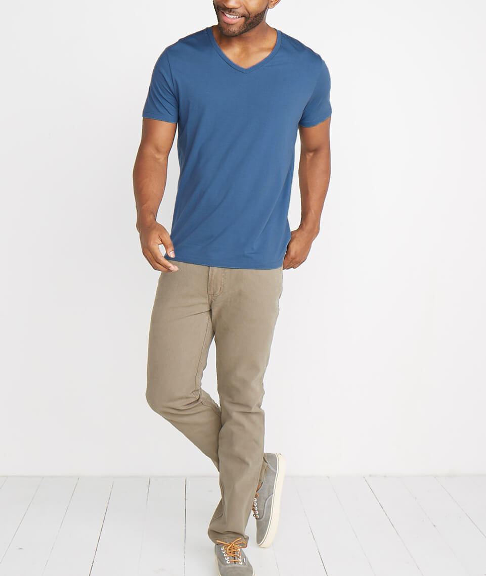 Signature V-Neck Faded Aegean