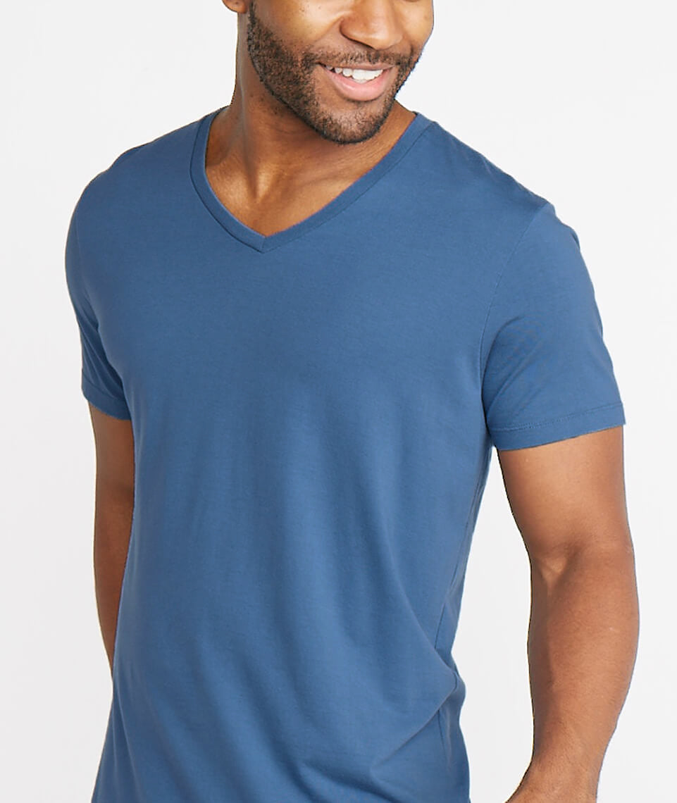 Signature V-Neck Faded Aegean