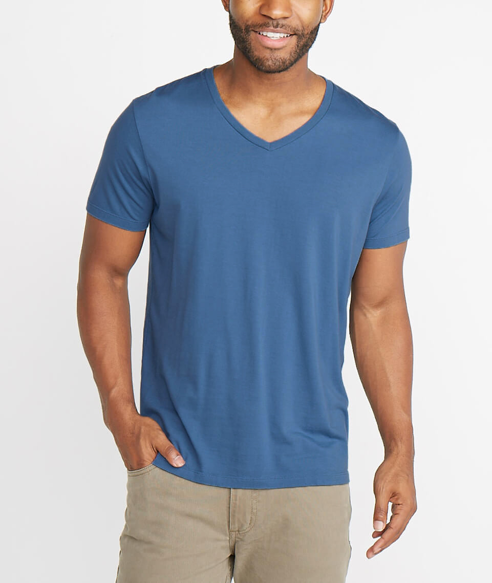 Signature V-Neck Faded Aegean