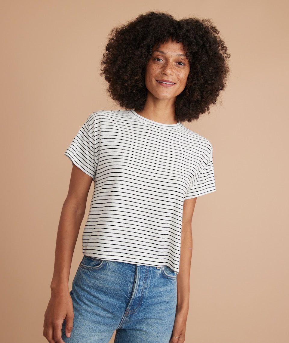 Lydia Textured Stripe Top Natural/Black