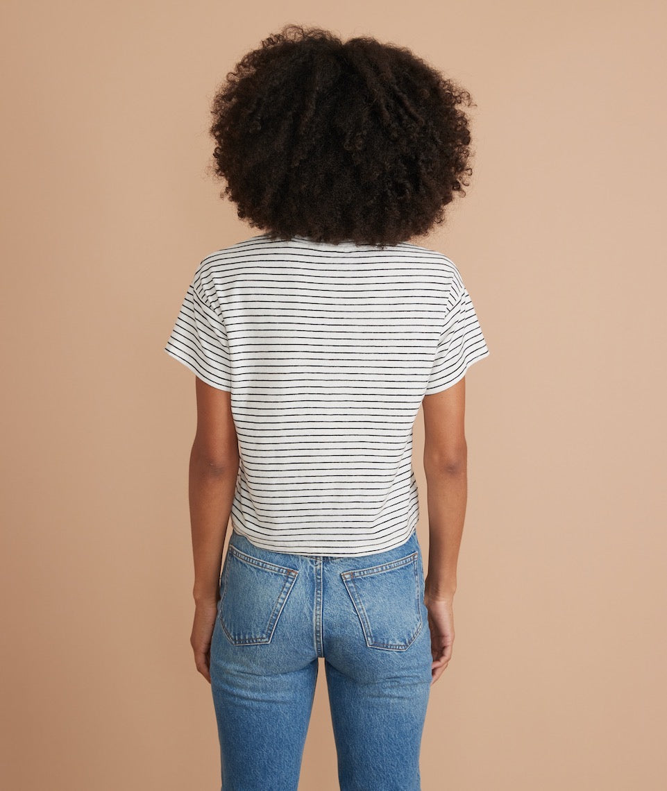 Lydia Textured Stripe Top Natural/Black