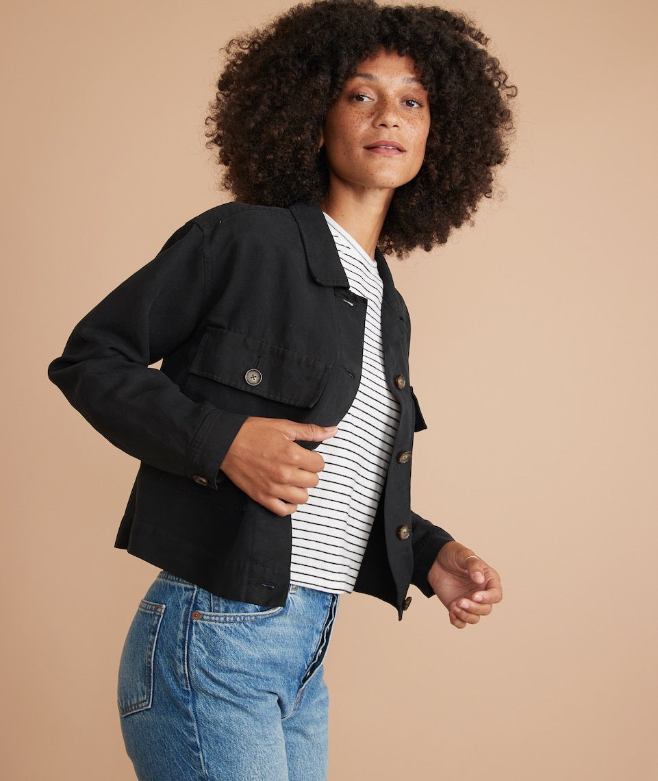 Holland Crop Jacket Washed Black